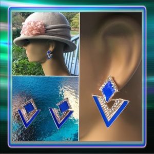 Blue Triangle Earrings